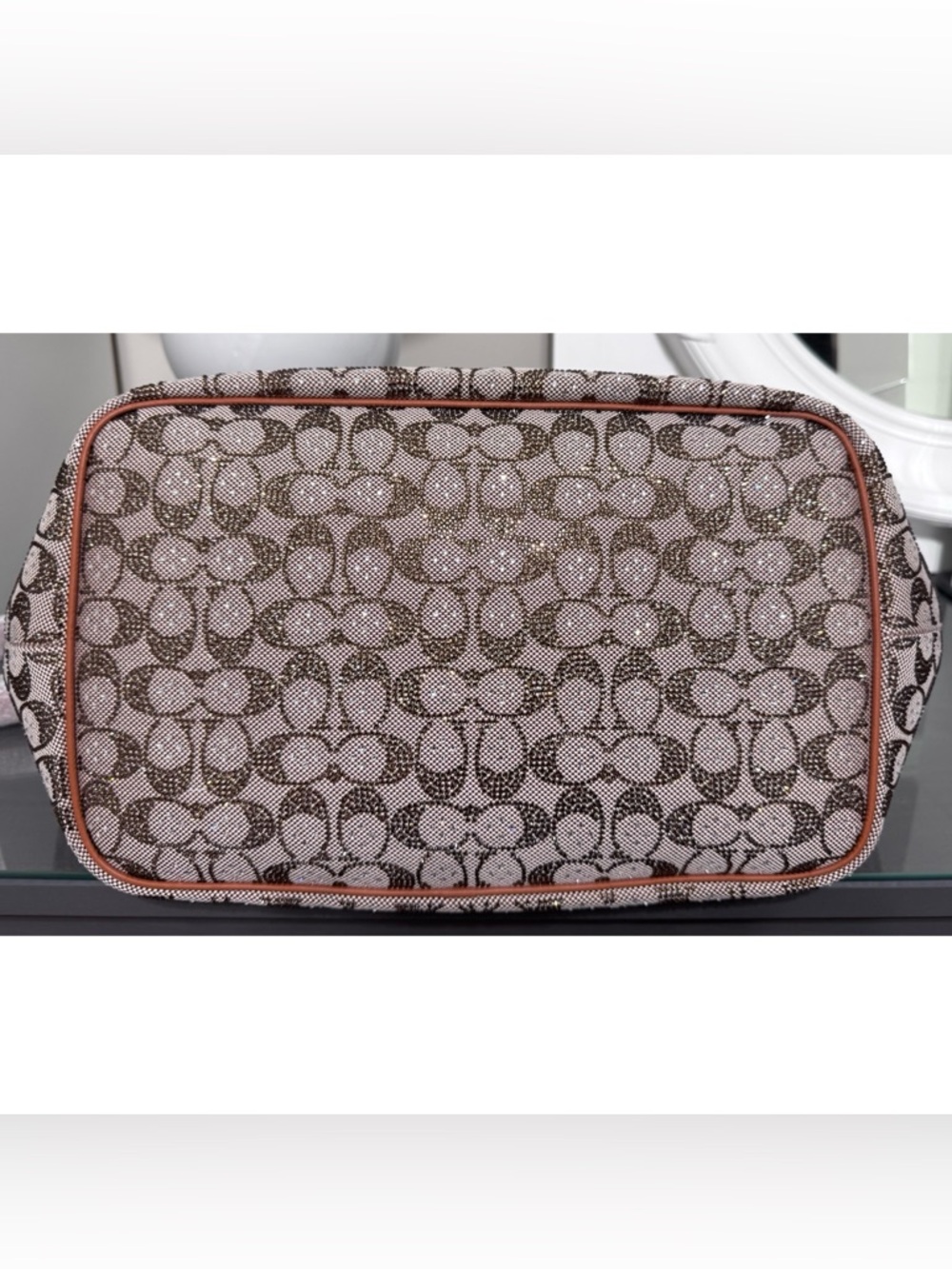 COACH Large Kisslock Frame Bag In Crystal Signature Jacquard - Picture 10 of 14
